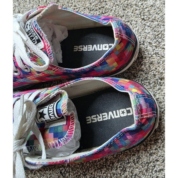 Converse All Star Low Top Pixels Sneakers Womens 8 Classic Colorful Abstract - Picture 7 of 15